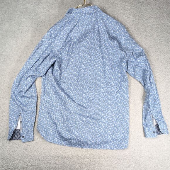 Ted Baker Shirt Mens Size 5 US 42 Large Blue Floral Pattern Casual Button Down - Picture 4 of 6